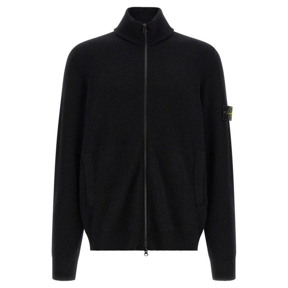 Stone Island Black Virgin Wool Men's Cardigan